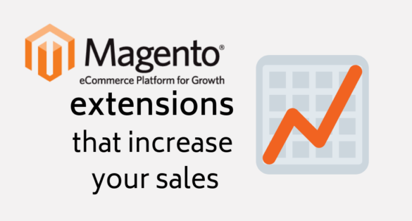 magento extensions text on grey background with orange magento logo